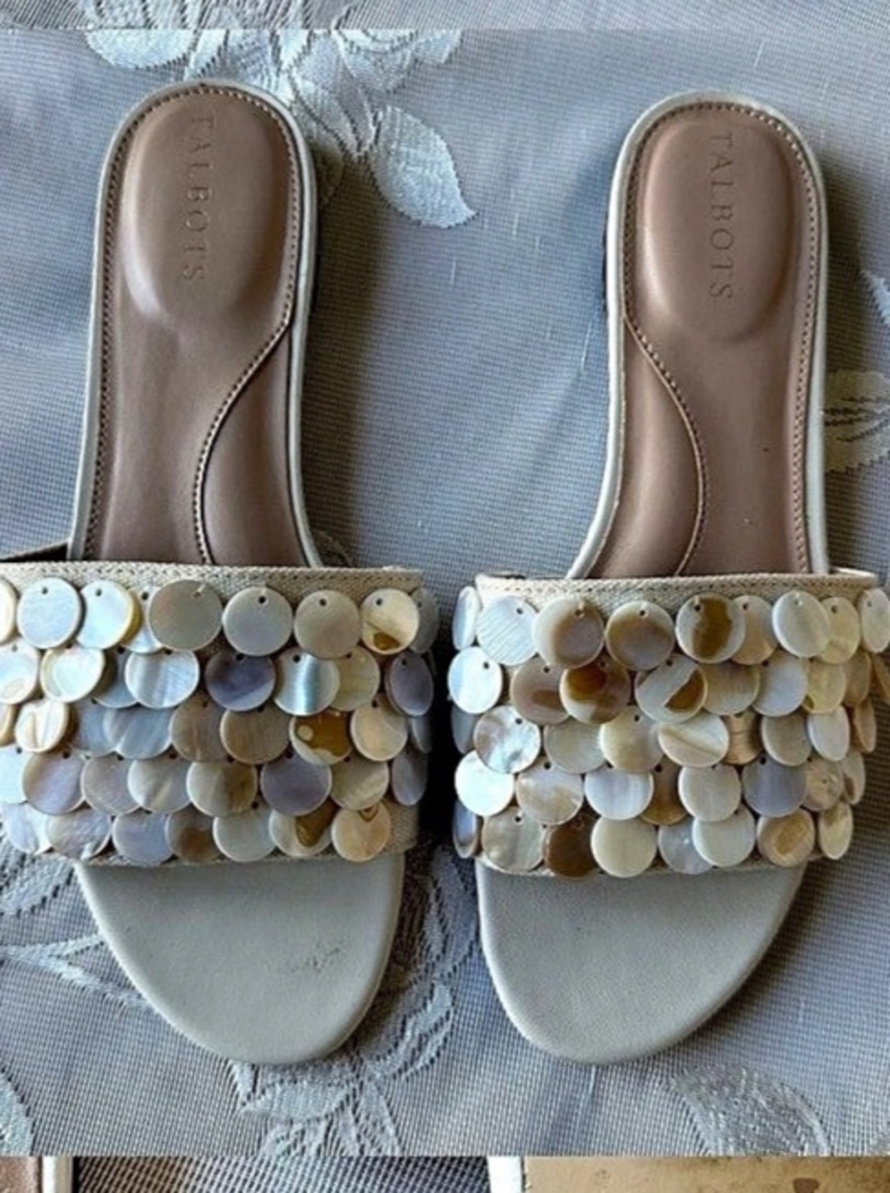 Talbots Sequin Slide Sandals Silver & Gold US 7M